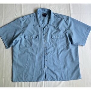 Vtg‎ John Blair Safari Outdoors Cargo Button Up Men's Camp Shirt Size 4XL Blue